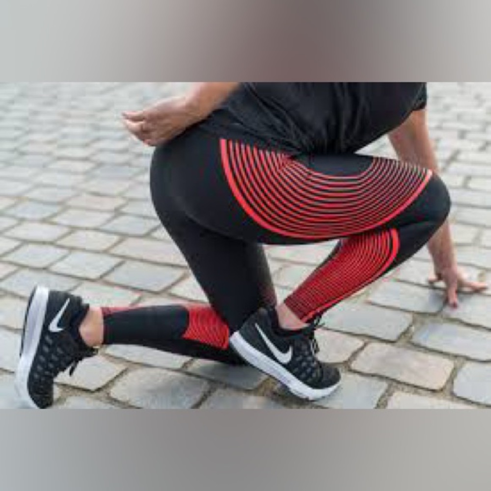 Nike Powerspeed Black and Red Performance Leggings